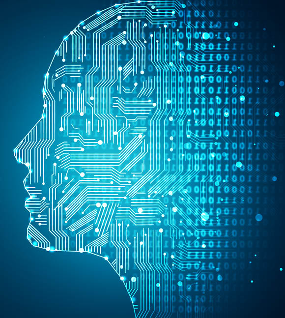 Artificial intelligence  Human head outline with circuit board inside  Technology and engineering concept  3D Rendering 